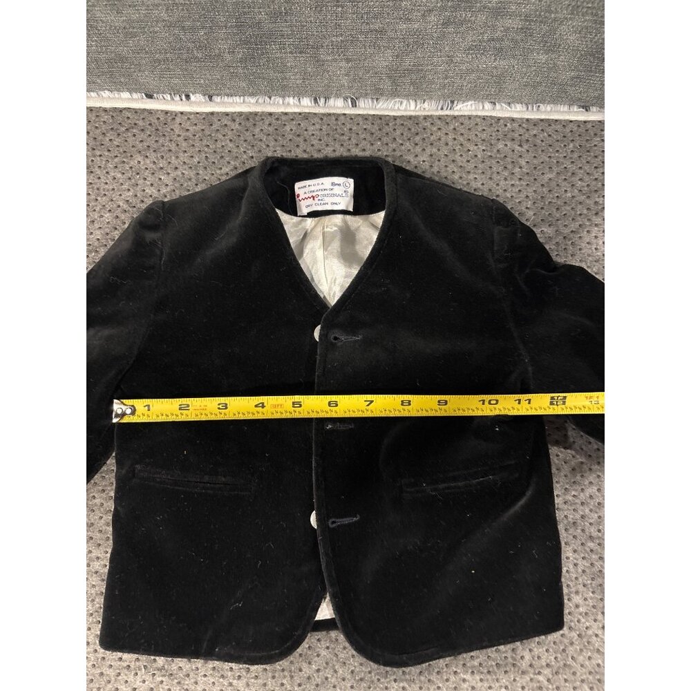 Vintage Toddler Black Velvet Blazer By Originals Inc.18 Mo Satin Lining - Picture 7 of 9